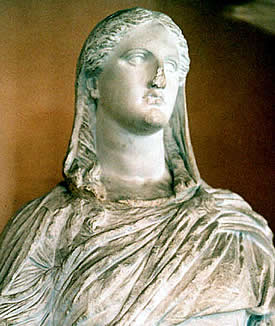 An ancient statue of the Greek Goddess Demeter