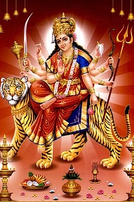 The Great Goddess Durga, mounted on a tiger